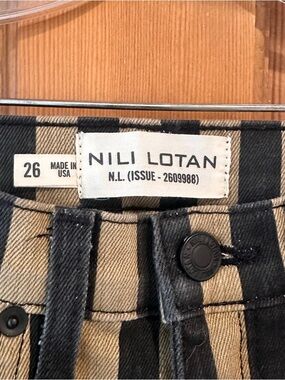 Nili Lotan Vertical Striped Jeans - Black & Tan
